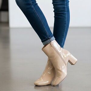 Baxboo Awake Glossy Beige Ankle Boots